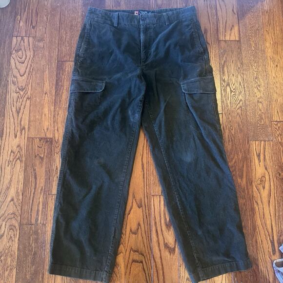 Chaps Corduroy Men's Pants Flat Front 34W 28L Dark Brown Utility Pockets Vintage - Picture 1 of 12